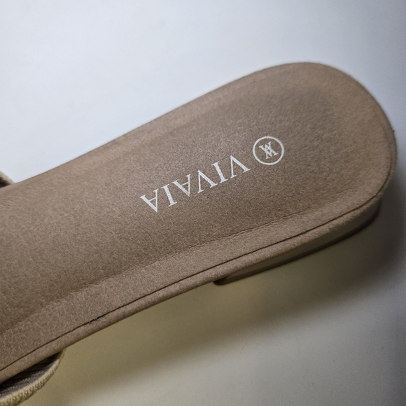 Vivaia Yaffa Pointed-Toe Knot Mules Almond Tan Flat Slides Neutral Office Size 8 - Picture 10 of 10